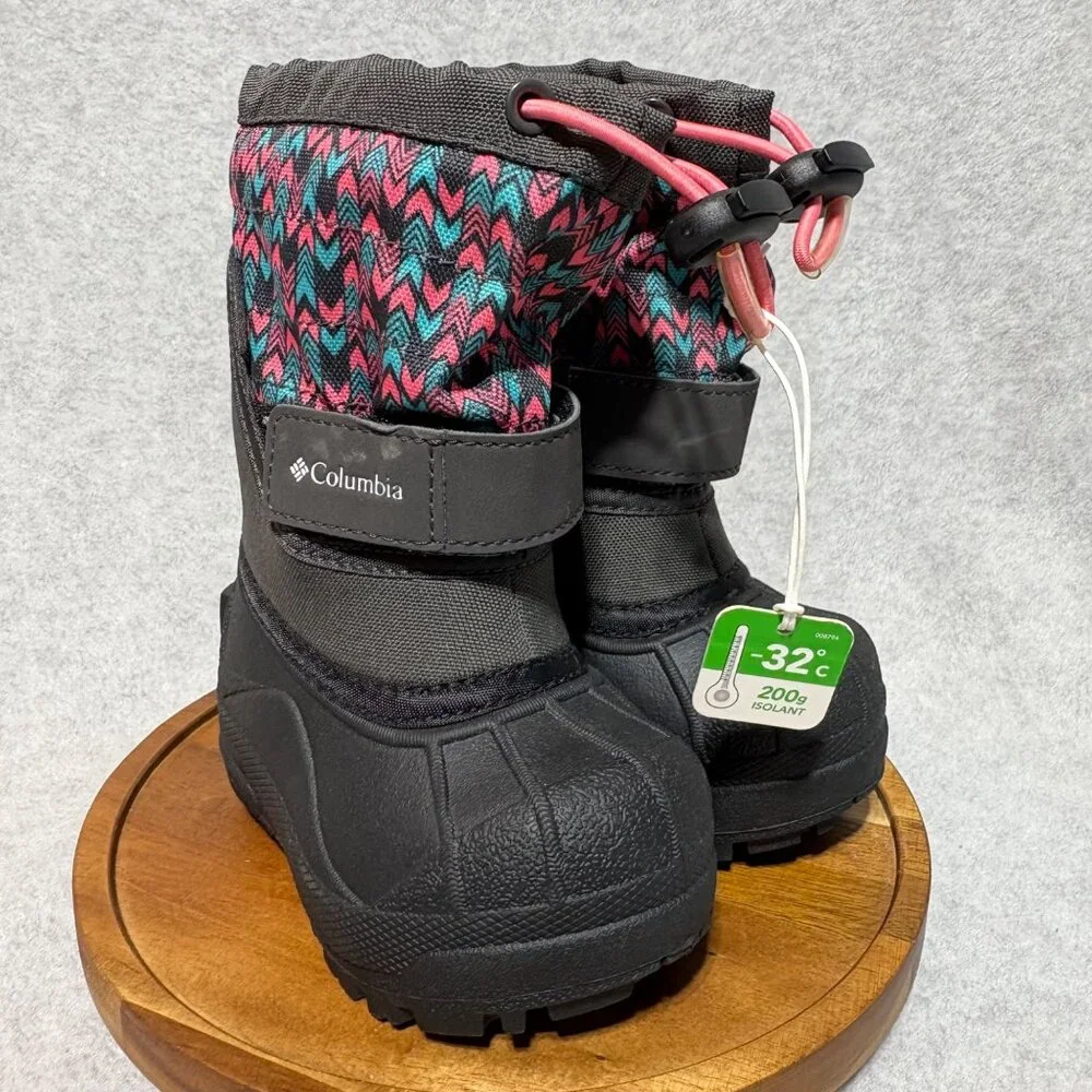 Columbia Boots Toddler Size 5 Powderbug Winter Snow Pink Gray Blue Waterproof